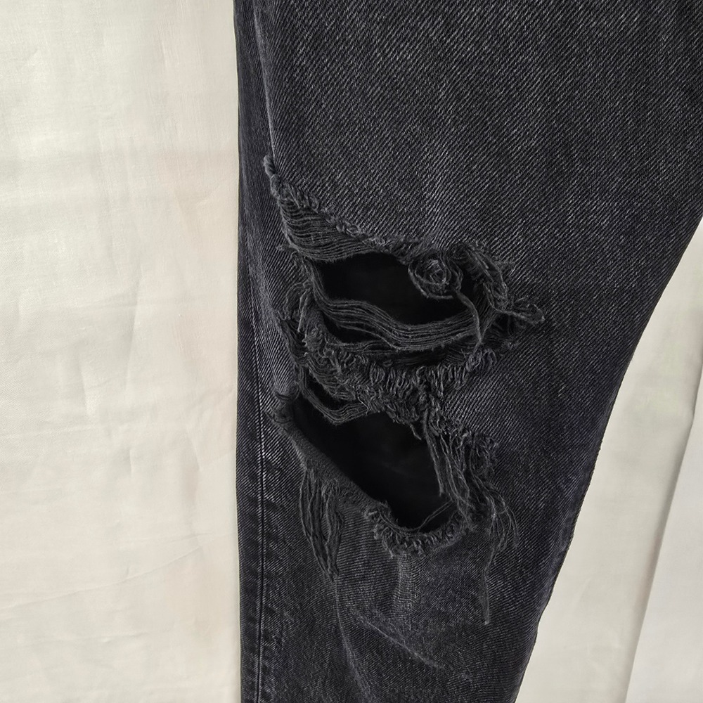 Levis 501 S Skinny Jeans Womens Black Distressed High Rise Denim W30/28 - Picture 3 of 9